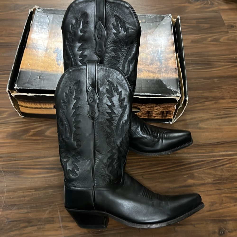 Old West Black Leather Western Boots Size 10